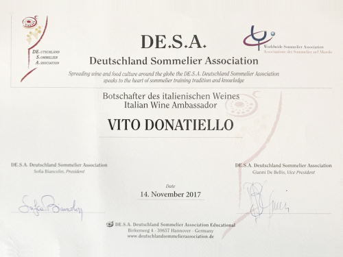 Vito Donatiello awarded Italian Wine Ambassador in China